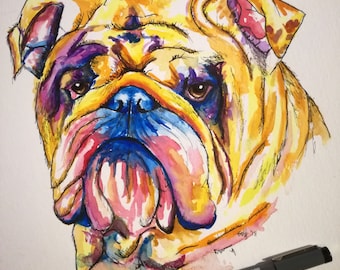 Bulldog card, Bulldog print, Bulldog gifts, Bulldog prints, Greeting cards, Birthday card, special occasion, greeting card, Dog card