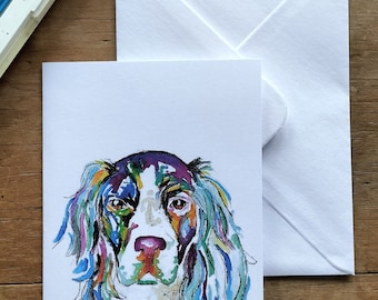 Springer Spaniel dog card, blank cards, birthday, thank you, gift, Springer spaniel gifts, Spaniel card, Valentine's card, dog card