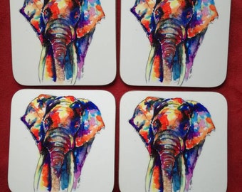 Elephant coasters, Elephant gift Elephant drinkware, Elephant art, Elephant gifts, elephant print