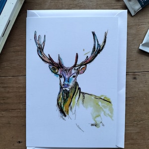 Stag card, wildlife, colourful, deer, birthday, special occasion, thank you card, stag lover, stag gifts, stag print, christmas card