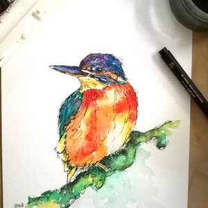 Kingfisher print, wildlife, birds, colourful, wall art, home decor, kingfisher gifts, kingfisher art, wildlife art, kingfisher painting,
