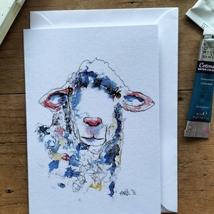 Cartes de voeux de mouton, animal de la ferme, merci, carte d'anniversaire, cartes d'animaux de la ferme, art de mouton, cartes de mouton, carte de Saint-Valentin, carte de mère