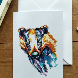 badger Greeting card, wildlife watercolour, special occasions, thank you, birthday card, animal lover, badger card, wildlife card,