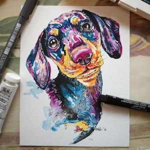 Wursthund Karte, Dackel Karte, Grußkarte, Hundekarten, Hunde Grußkarte, Tierkarten, Blanko Grußkarte, Dackel, Geburtstagskarte
