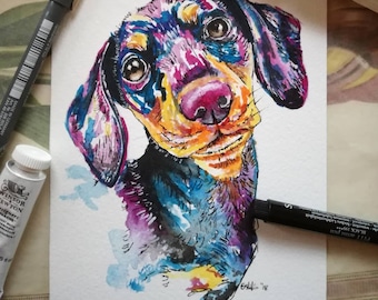 Sausage dog card, dachshund card, greeting card, dog cards, dog greeting card, animal cards, blank greeting card, sausage dog, birthday card