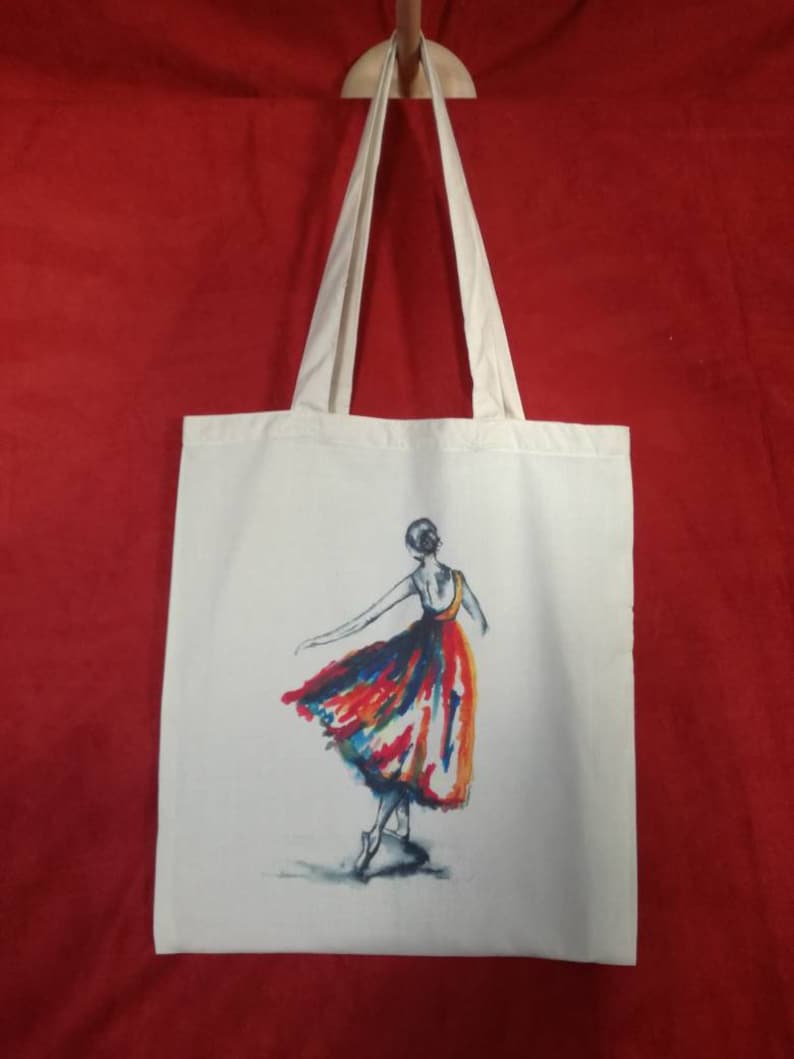 recycled bag ballerina print dancer bag Ballerina bag ballerina gifts bag shopping bag dancer gifts tote bag dancer print