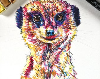 Meerkat, Meerkat kaart, Meerkat print, Meerkat kaarten, verjaardagskaarten, Dierenkaart, Speciale gelegenheid, Bedankkaart, Wenskaart