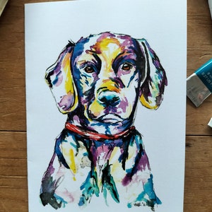 Labrador dog Greeting card watercolour, pet,colourful, birthday, special occasion, thank you card, dog lover, Labrador card, Labrador art