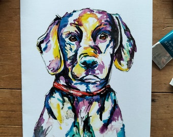 ラブラドール犬のグリーティングカード 水彩画、ペット、カラフル、誕生日、特別な日、サンキューカード、犬好き、ラブラドールカード、ラブラドールアート