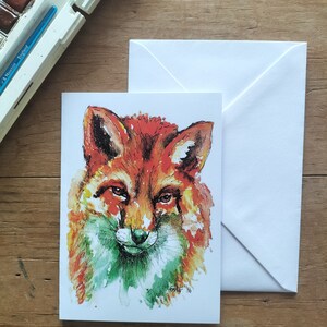 Carte renard, aquarelle de la faune, occasion spéciale, carte d'anniversaire, merci, amoureux des animaux, carte de la faune, cadeaux renard, carte d'anniversaire renard