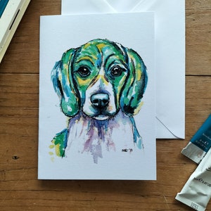 Cartão de felicitações para cachorro Beagle, aquarela, aniversário, cartão de agradecimento, ocasião especial, amante de cachorro, cartão de cachorro, melhora logo, presente de beagle, cartão de beagle