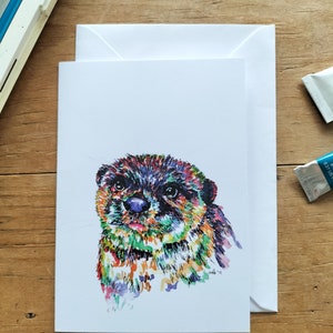 Otter card, Otter cards, Wildlife cards,Nature card, Otter print, Birthday card, Animal Card, Animal cards, Greeting card, Otters