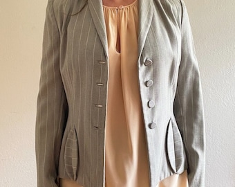 Chaqueta de gabardina a rayas vintage 1940