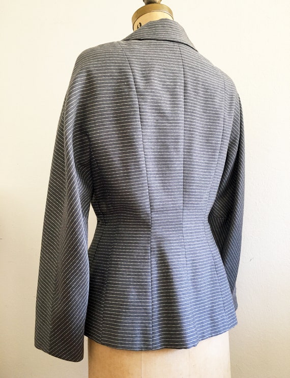 Vintage 1950s Grey and Ivory Striped Gabardine Ja… - image 2