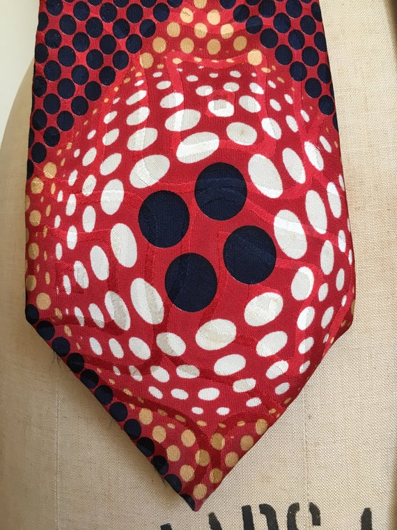 Vintage 1960s Silk Op Art Necktie, Made in France - image 1