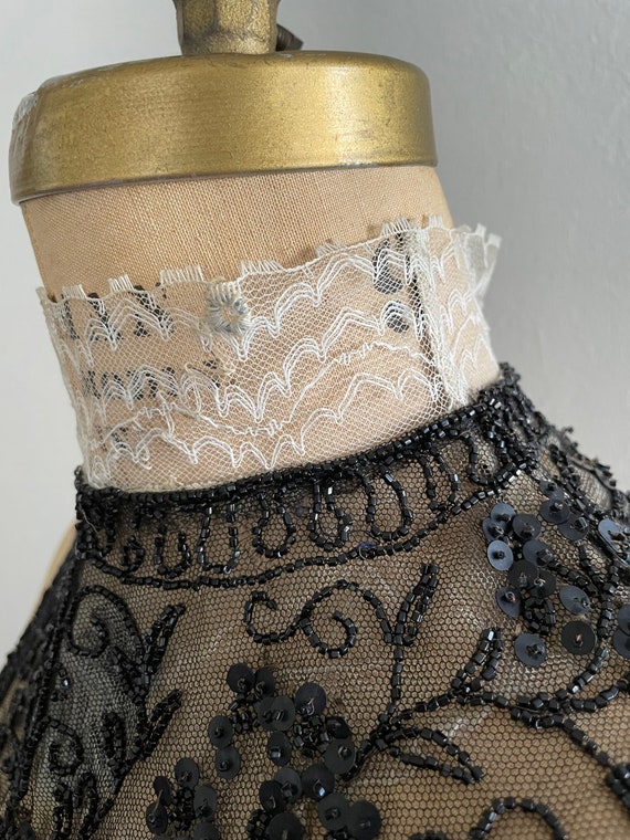 Vintage Victorian Beaded Lace Mourning Collar - image 6