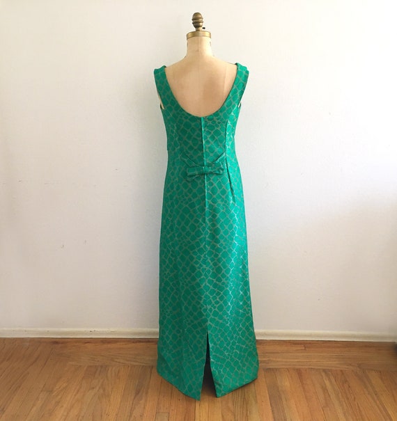 Vintage 1960s Iridescent Emerald Green Evening Dr… - image 2