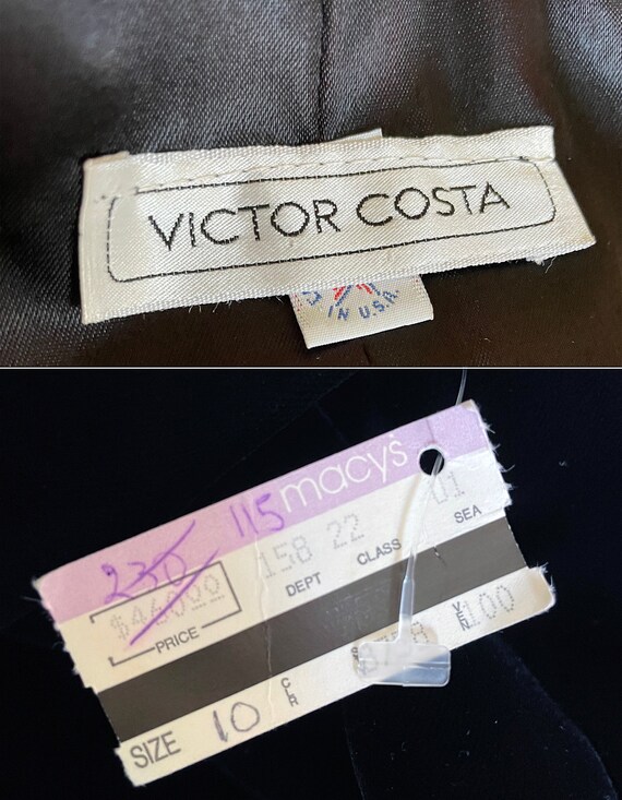 Vintage 80s Black Velvet Victor Costa Dress - Dea… - image 9