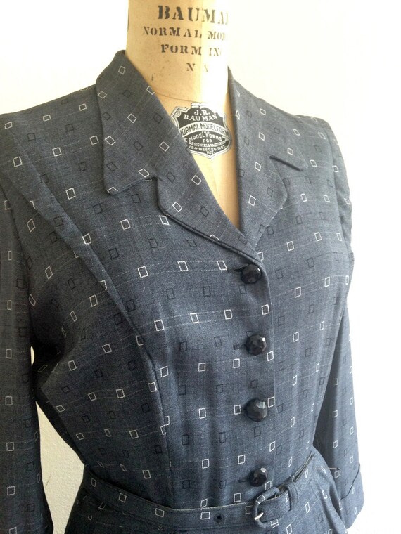 Vintage 1940s Grey Toni Todd Wool Dress