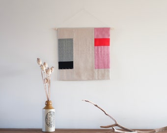 Hand Quilted Wall Hanging - Geometric / Contemporary Textile Art / Fabric Wall Hanging