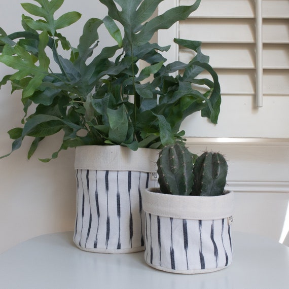 Coprivaso per vasi per piante in tessuto Ikat bianco / Fioriera / Cestino  portaoggetti / Vaso per piante da interno -  Italia