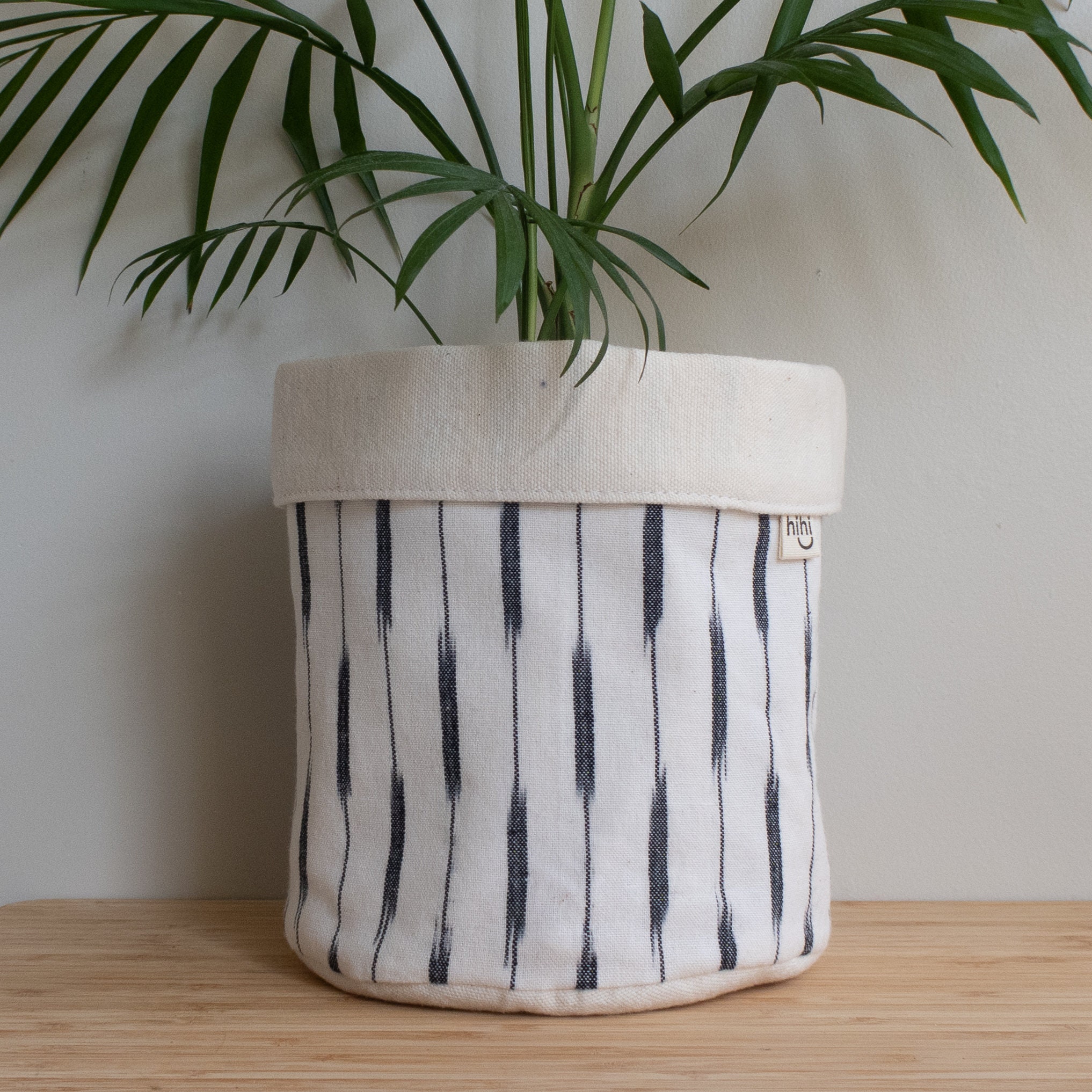 White Ikat Fabric Plant Pot Cover / Planter / Storage Basket / Etsy UK