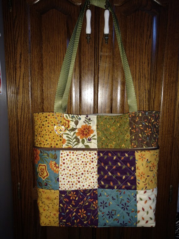 Custom Quilted Tote Bag Purse Patchwork Autumn Colors Outside Etsy