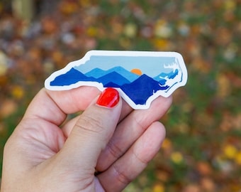 NC Mountain Vinyl Sticker: North Carolina Art, Waterproof Decal