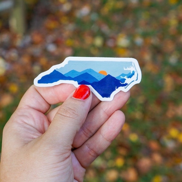 NC Mountain Sticker / North Carolina sticker / nc art / NC sticker / Blue Ridge Mountain Sticker / Mountain gift / NC waterbottle