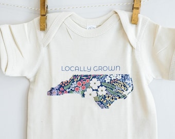 North Carolina Baby Onesie: Locally Grown Floral NC Gift