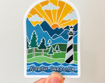 North Carolina Arch Sticker: Beach to Mountain Art