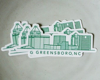 Greensboro Skyline Sticker: Waterproof North Carolina Decal