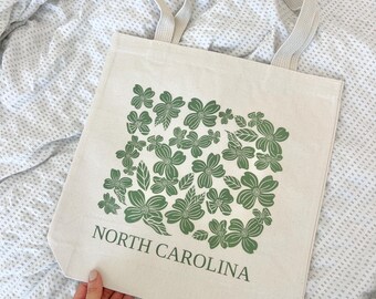 NC Dogwood Cotton Canvas Tote Bag: North Carolina Floral Market Tote