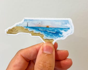 NC Beach Sticker: North Carolina Mountain to Coast Art