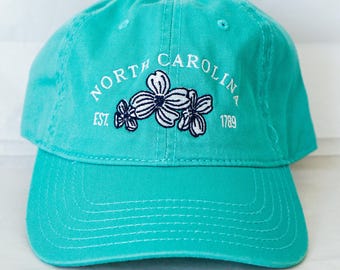 NC Dogwood Embroidered Dad Hat: North Carolina Gift