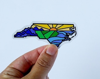 Modern North Carolina Sticker: NC Art, Waterproof Vinyl