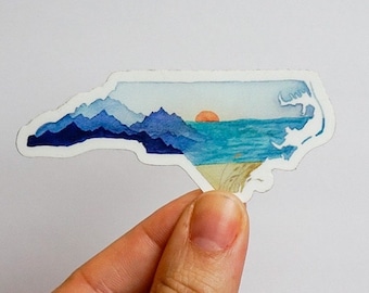 North Carolina Sticker: Beach to Mountain Art, NC Home Decor