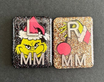 Grinch Xray Markers, Christmas, With 2 or 3 Initials, Holiday, Rectangle, Glitter