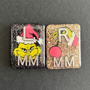 Grinch Xray Markers, Christmas, With 2 or 3 Initials, Holiday, Rectangle, Glitter