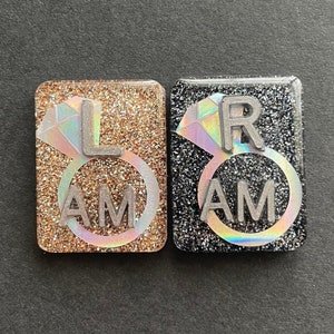 Diamond Ring Xray Markers, With 2 or 3 Initials, Rectangle, Glitter, Engagement, Wedding