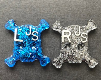 Skull and Crossbones Xray Markers, Glitter, 2 Initials, Fun and Funky, Xray Tech Gift