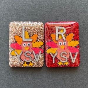 Cute Turkey Xray Markers, With 2 or 3 Initials, Large Rectangle, Glitter, Thanksgiving