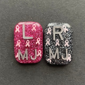 Breast Cancer Ribbon Xray Markers, With 2 or 3 Initials, Small Rectangle, Scattered, Awareness