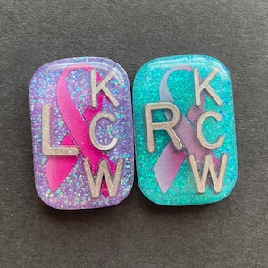 Breast Cancer Awareness Xray Markers, With 2 or 3 Initials, Small Rectangle, Pink Ribbon