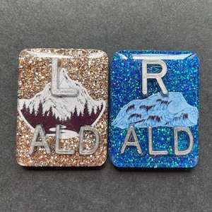 Mountain and Sea Xray Markers, With 2 or 3 Initials, Large Rectangle, Glitter, Ocean, Nature, Waves