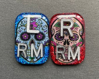 Sugar Skull Rectangle Xray Markers, Glitter, Xray Tech Gift, With 2 or 3 Initials