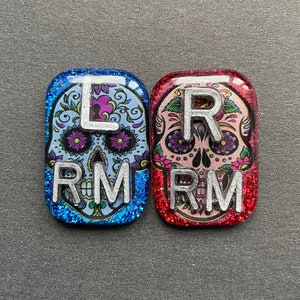 Sugar Skull Rectangle Röntgen Marker, Glitzer, Xray Tech Geschenk, mit 2 oder 3 Initialen