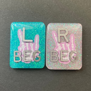 Rock On Skeleton Hands Xray Markers, With 2 or 3 Initials, Rectangle, Glitter
