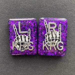 Rock On Skeleton Hands Xray Markers, With 2 or 3 Initials, Rectangle, Glitter, Purple