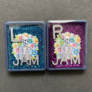 Floral Skeleton Xray Markers, Rectangle, Glitter, With Initials